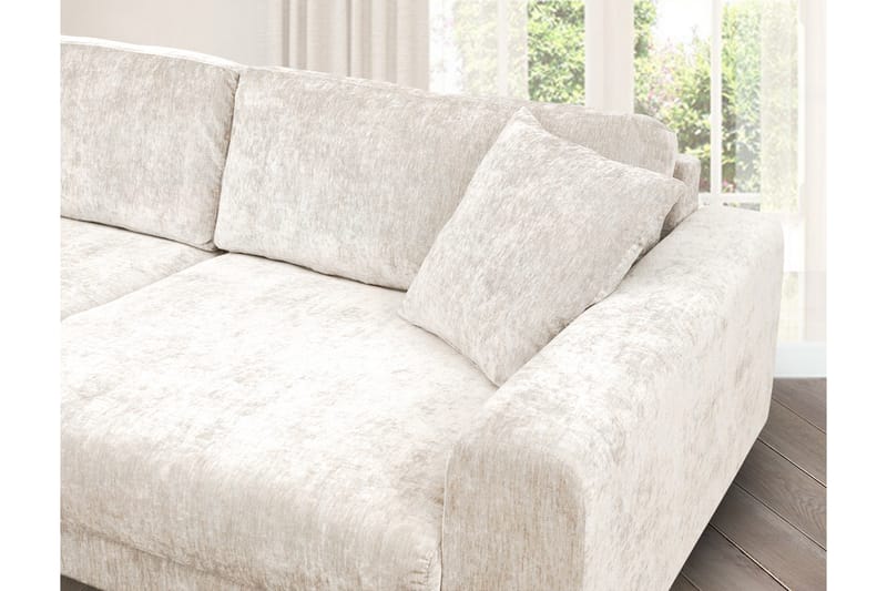 Boel 4-personers Veloursofa - Beige/Eg - Møbler - Sofaer - 4 personers sofa