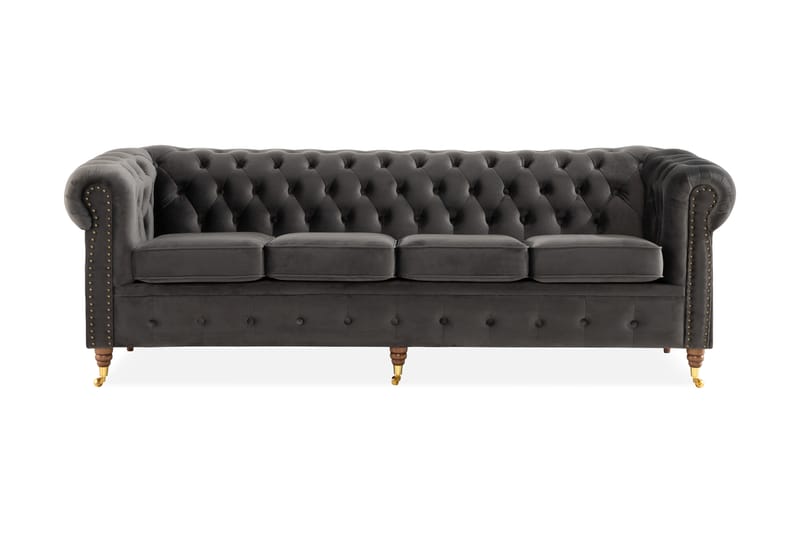 Chesterfield Deluxe 4-pers Sofa - Grå - 4 personers sofa - Chesterfield sofaer