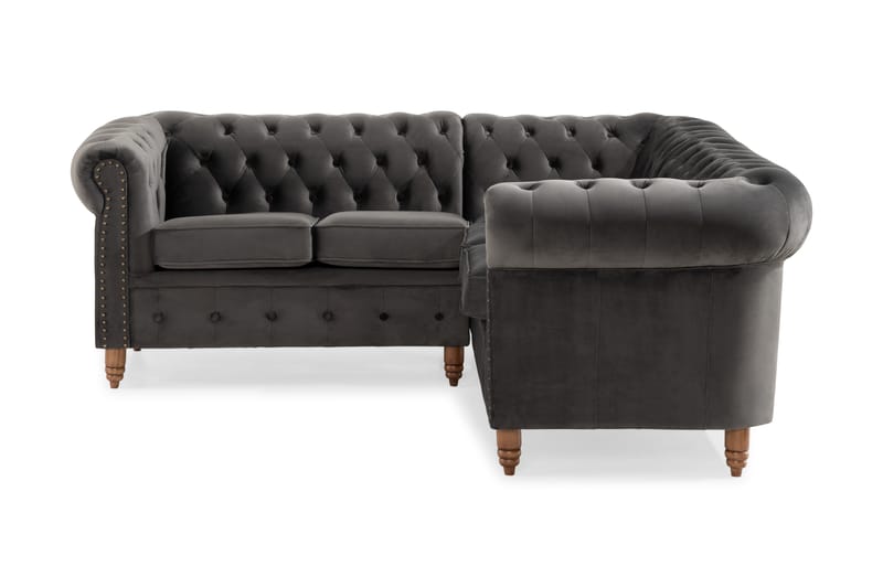 Chesterfield Deluxe Hjørnesofa - Grå - 4 personers sofa - Chesterfield sofaer