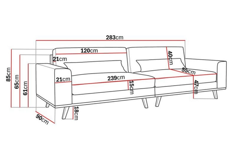 Copenhagen 4-personers Sofa i Kunstlæder - Brun - Møbler - Sofaer - 4 personers sofa