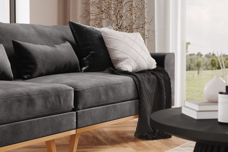 Copenhagen 4-personers Fløjlssofa - Mørkegrå - Møbler - Sofaer - 4 personers sofa