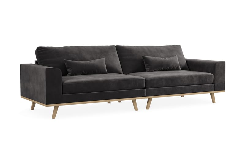 Copenhagen 4-personers Fløjlssofa - Mørkegrå - Møbler - Sofaer - 4 personers sofa