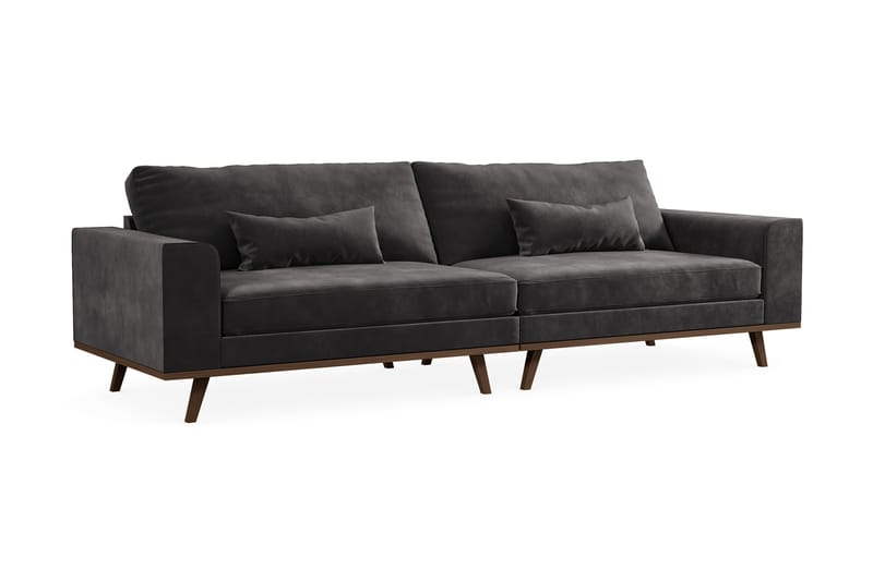 Copenhagen 4-personers Fløjlssofa - Mørkegrå - Møbler - Sofaer - 4 personers sofa