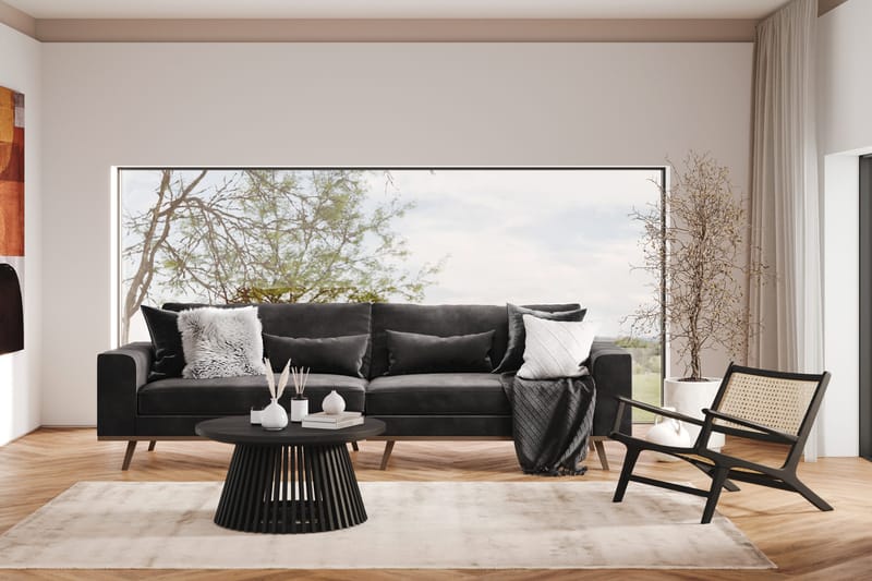 Copenhagen 4-personers Fløjlssofa - Mørkegrå - Møbler - Sofaer - 4 personers sofa