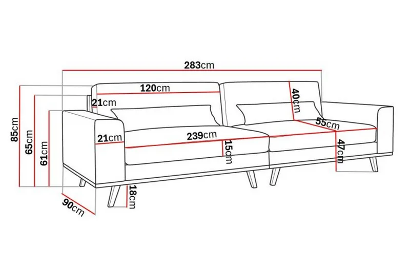 Copenhagen 4-personers Manchestersofa - Mørkegrøn - Møbler - Sofaer - 4 personers sofa