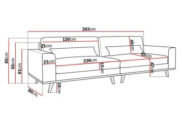Copenhagen 4-personers Manchestersofa - Lysegrå - Møbler - Sofaer - 4 personers sofa