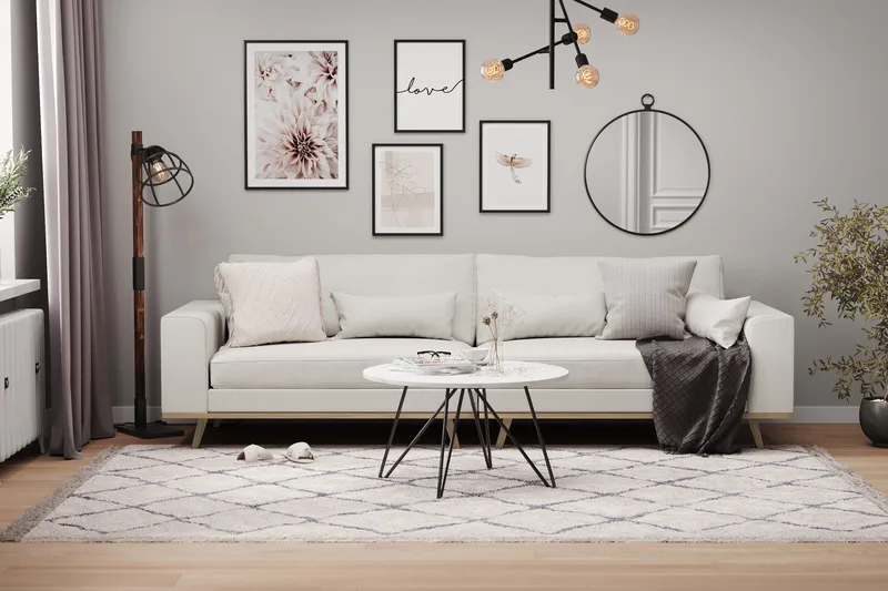 Copenhagen 4-personers Stofsofa - Lysegrå - Møbler - Sofaer - 4 personers sofa