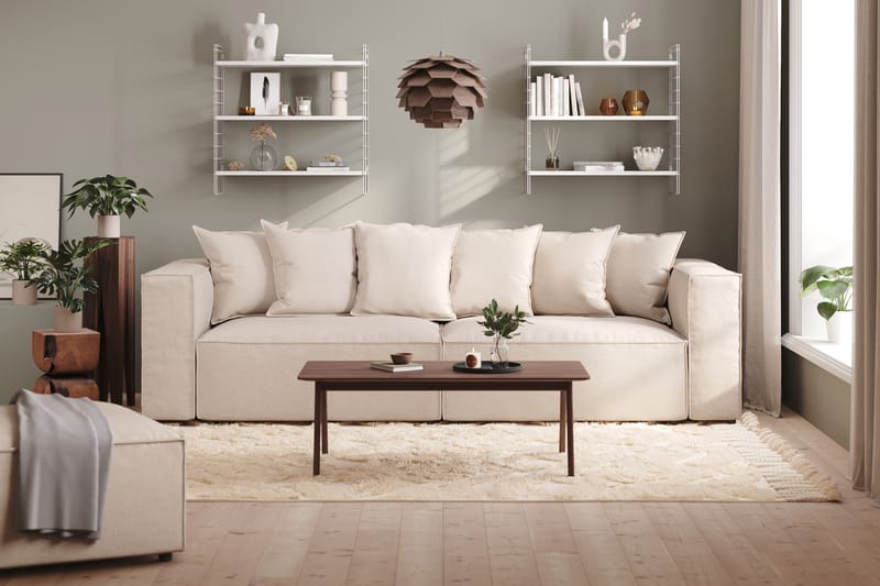 Cubo 4-personers Dyb Modulsofa i Manchester - Beige - Møbler - Sofaer - 4 personers sofa