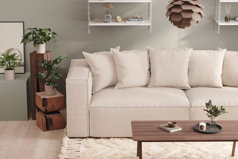 Cubo 4-personers Dyb Modulsofa i Manchester - Beige - Møbler - Sofaer - 4 personers sofa