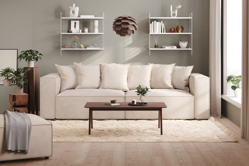 Cubo 4-personers Dyb Modulsofa i Manchester - Beige - Møbler - Sofaer - 4 personers sofa