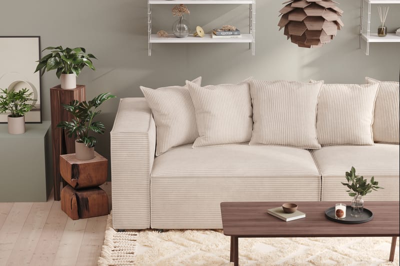 Cubo 4-personers Dyb Modulsofa i Manchester - Beige - Møbler - Sofaer - 4 personers sofa
