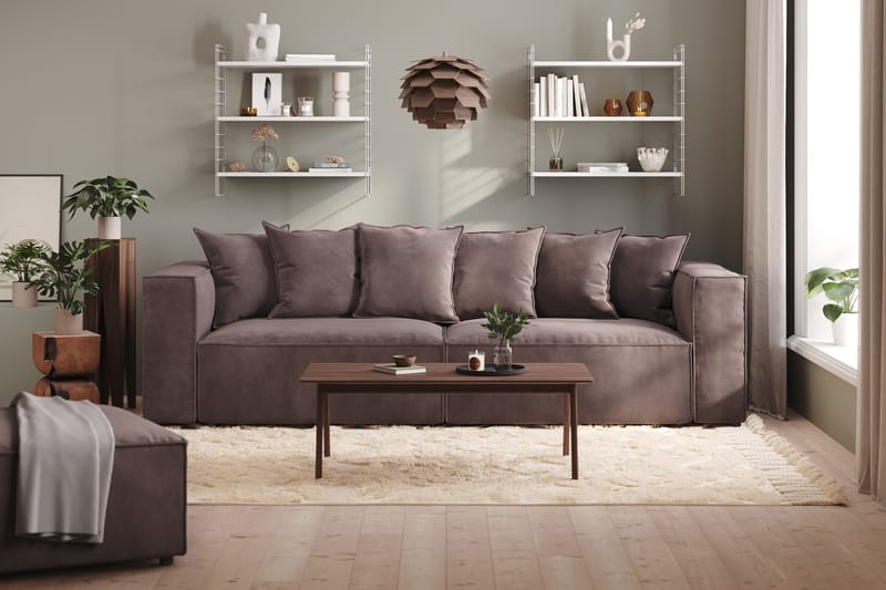 Cubo 4-Pers. Sofa - Beige/Fløjl - 4 personers sofa