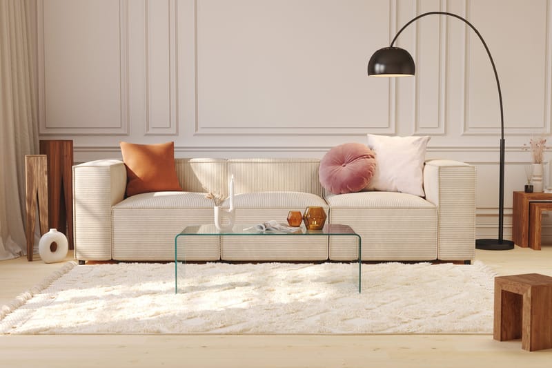 Cubo 4-personers Dyb Modulsofa i Manchester - Beige - Møbler - Sofaer - 4 personers sofa