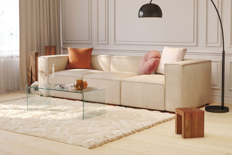 Cubo 4-personers Dyb Modulsofa i Manchester - Beige - Møbler - Sofaer - 4 personers sofa