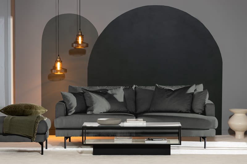 Menard 3-personers Manchestersofa - Grå - Møbler - Sofaer - 3 personers sofa