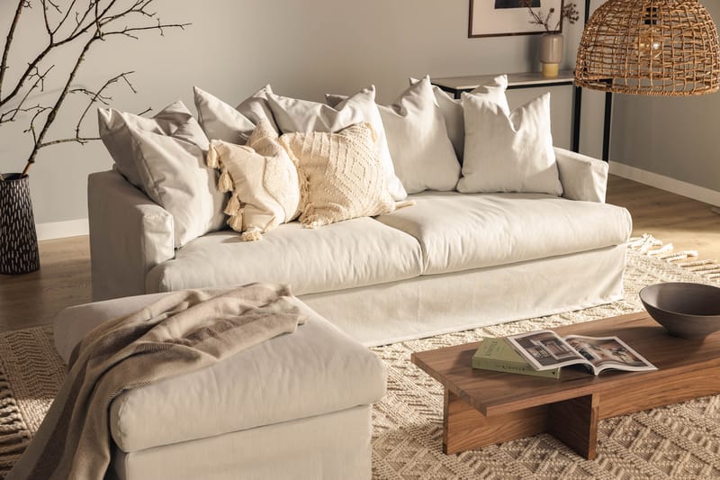 Menard 3-personers Stofsofa - Lysegrå - Møbler - Sofaer - 3 personers sofa