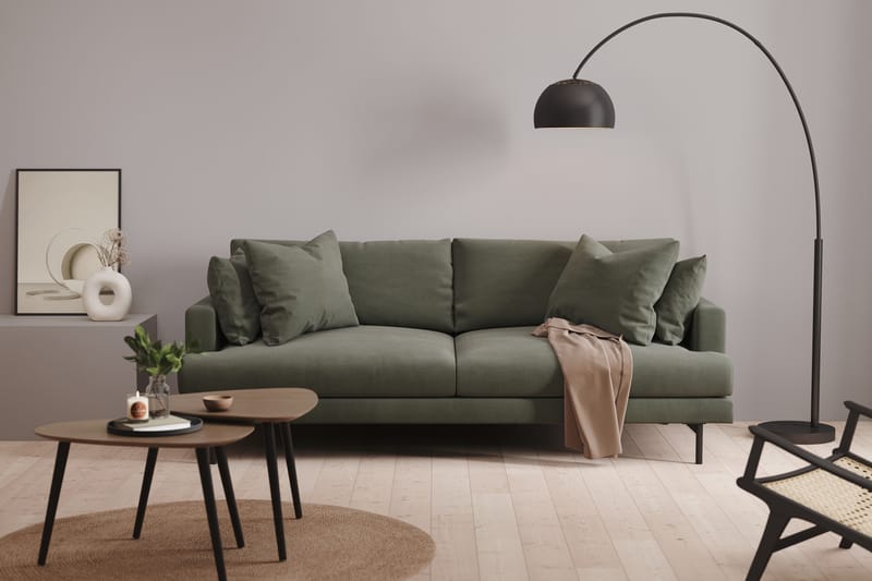 Menard 3-personers Manchestersofa - Mørkegrøn - Møbler - Sofaer - 3 personers sofa