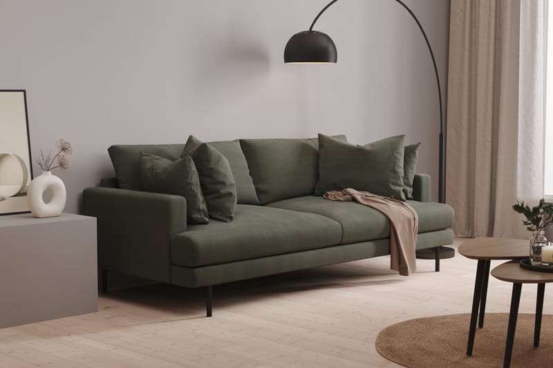 Menard 3-personers Manchestersofa - Mørkegrøn - Møbler - Sofaer - 3 personers sofa