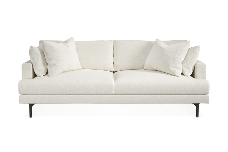 Menard 3-personers Dyb Sofa i Bouclé 225 cm bred - Hvid - Møbler - Sofaer - 3 personers sofa