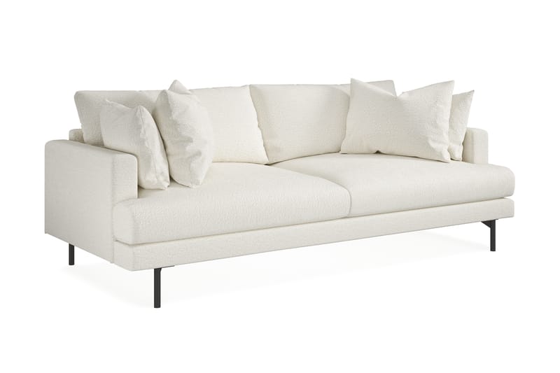 Menard 3-personers Dyb Sofa i Bouclé 225 cm bred - Hvid - Møbler - Sofaer - 3 personers sofa