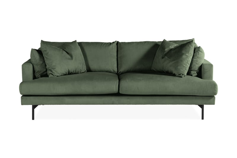 Menard 4-Pers. Sofa - Grøn/Sort - Lædersofaer - Velour sofaer - 3 personers sofa - 4 personers sofa - Sofaer - 2 personers sofa
