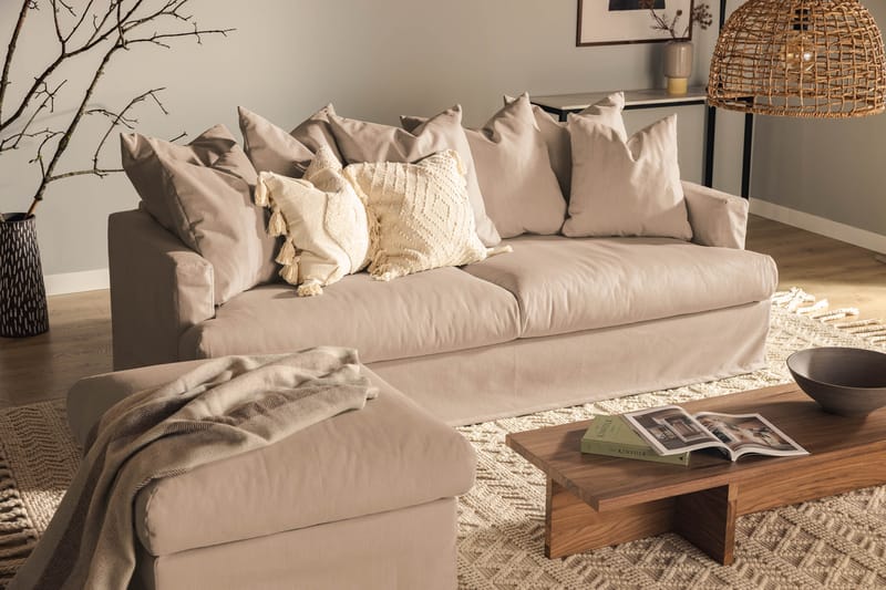 Menard 4-personers Dyb Stofsofa - Beige - Møbler - Sofaer - 4 personers sofa