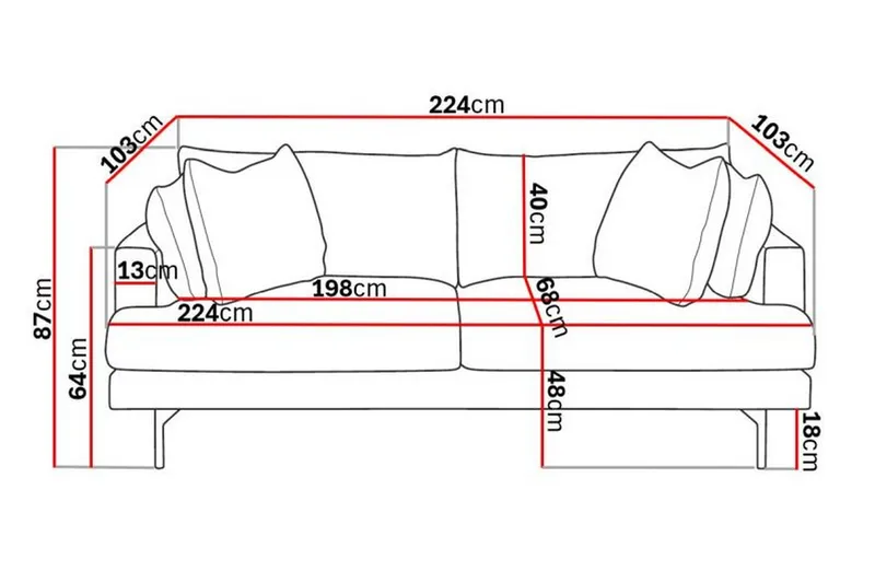 Menard 4-personers Dyb Stofsofa - Beige - Møbler - Sofaer - 4 personers sofa
