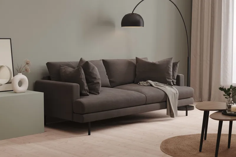 Menard 4-personers Dyb Manchestersofa - Mørkegrå - Møbler - Sofaer - 4 personers sofa