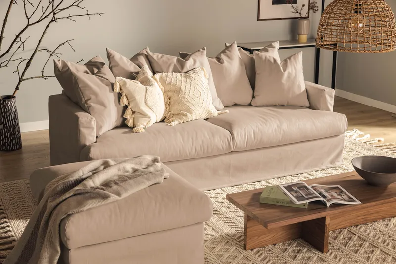 Menard 4-personers Dyb Stofsofa - Beige - Møbler - Sofaer - 4 personers sofa