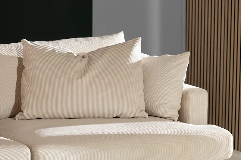 Menard 4-personers Dyb Manchestersofa - Beige - Møbler - Sofaer - 4 personers sofa