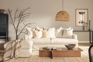 Menard 4-personers Dyb Stofsofa - Lysegrå - Møbler - Sofaer - 4 personers sofa