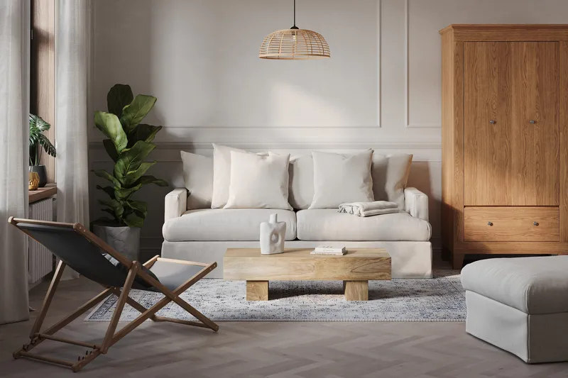 Menard 4-personers Dyb Stofsofa - Beige - Møbler - Sofaer - 4 personers sofa