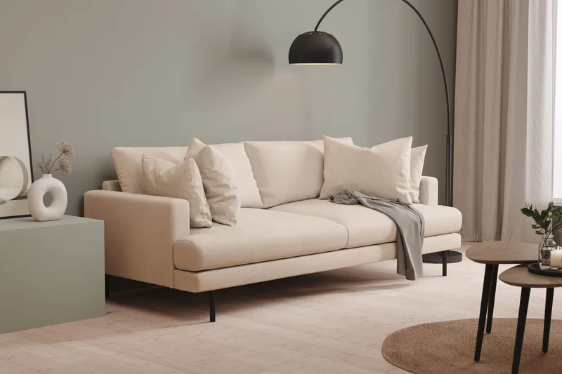 Menard 4-personers Dyb Stofsofa - Beige - Møbler - Sofaer - 4 personers sofa