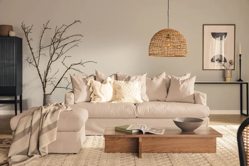 Menard 4-personers Dyb Stofsofa - Beige - Møbler - Sofaer - 4 personers sofa