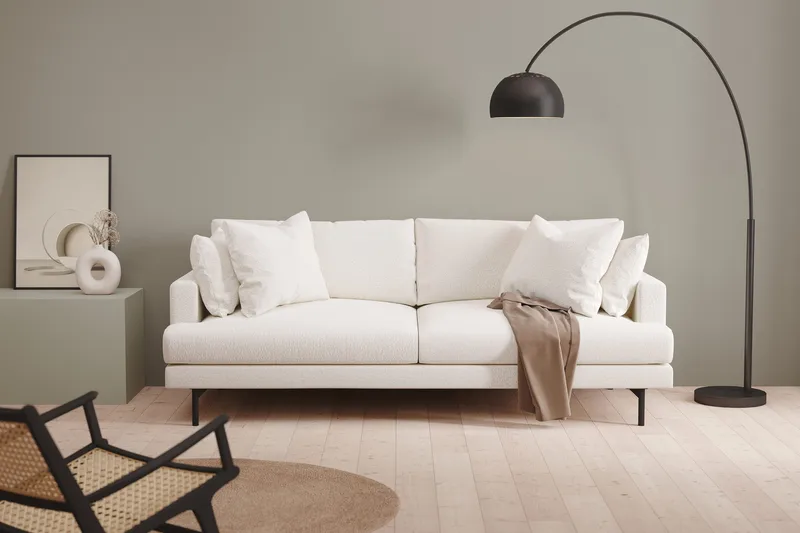 Menard 4-personers Dyb Sofa i Bouclé - Hvid - Møbler - Sofaer - 4 personers sofa