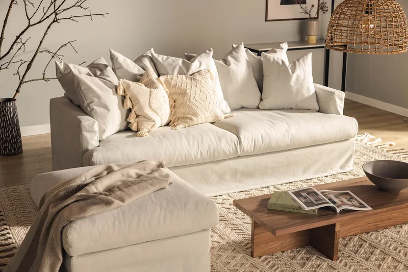 Menard 4-personers Dyb Stofsofa - Lysegrå - Møbler - Sofaer - 4 personers sofa