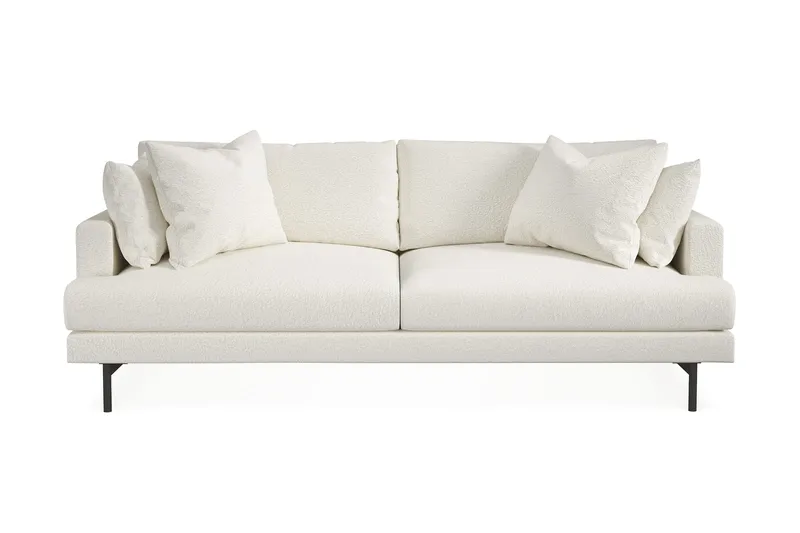 Menard 4-personers Dyb Sofa i Bouclé - Hvid - Møbler - Sofaer - 4 personers sofa