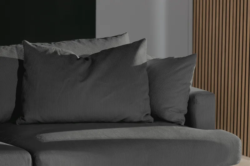 Menard 4-personers Dyb Manchestersofa - Grå - Møbler - Sofaer - 4 personers sofa