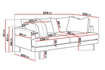 Menard 4-personers Dyb Manchestersofa - Beige - Møbler - Sofaer - 4 personers sofa
