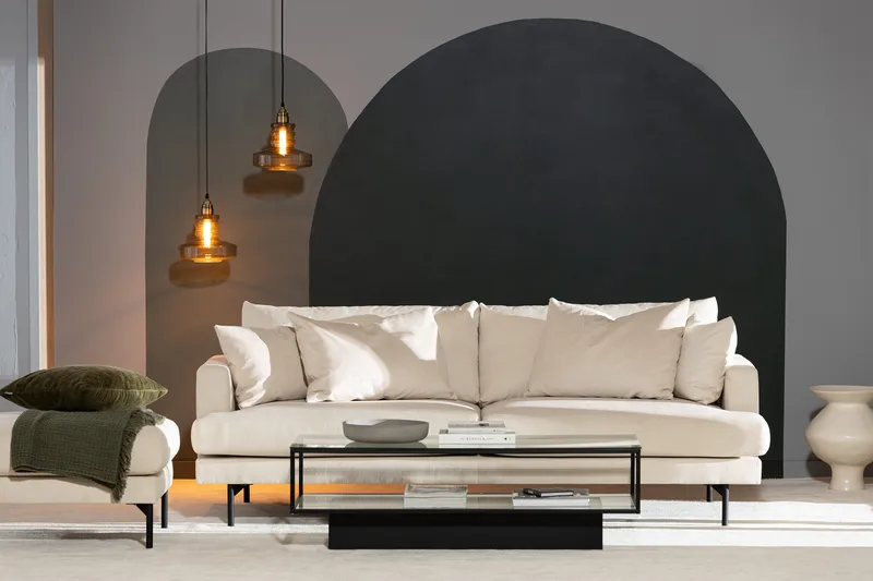 Menard 4-personers Dyb Manchestersofa - Beige - Møbler - Sofaer - 4 personers sofa