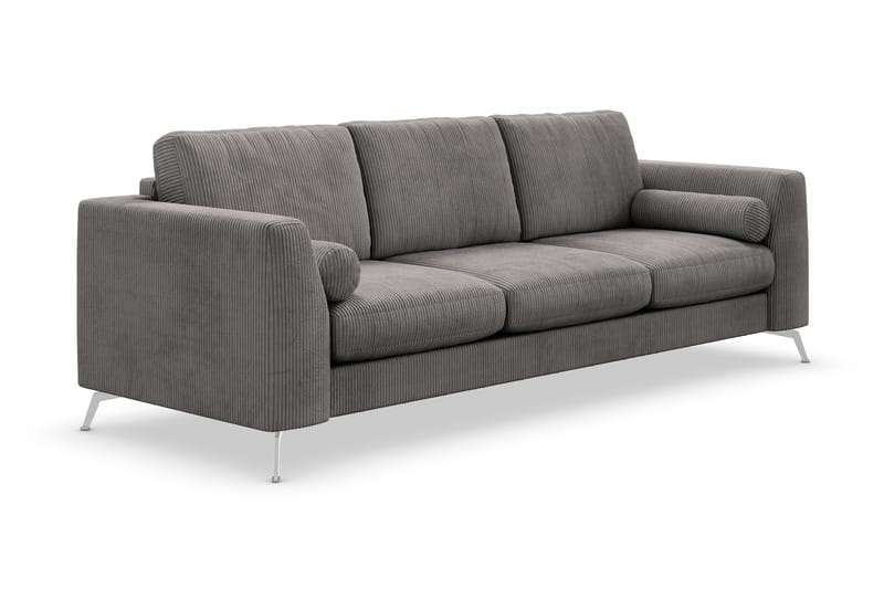 Ocean Lyx 4-personers Sofa - Mørkegrå/Krom - 4 personers sofa