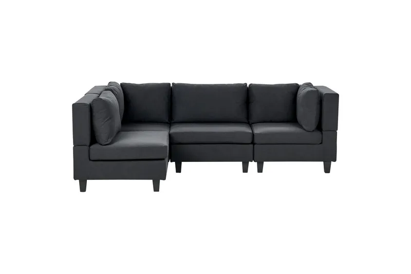 4-sits Hörnsoffa Beliani Unstad Beige/svart, Högervänd, Polyester Black, undefined