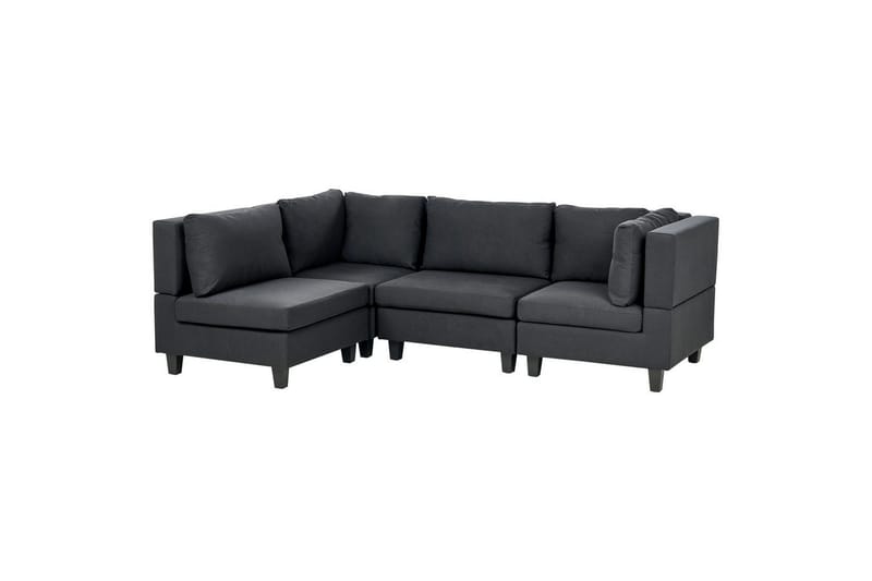 4-sits Hörnsoffa Beliani Unstad Beige/svart, Högervänd, Polyester Black - Møbler - Sofaer - Modulsofaer - Komplet modulsofa