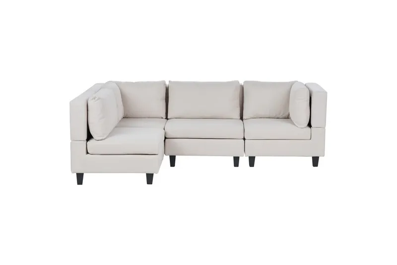 4-sits Hörnsoffa Beliani Unstad Beige/svart, Högervänd, Polyester Beige, Black, undefined