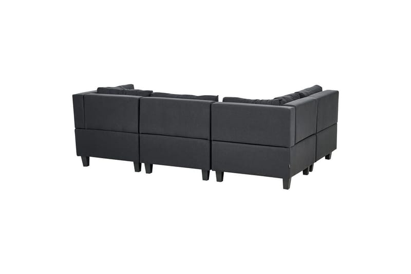 4-sits Hörnsoffa Beliani Unstad Beige/svart, Högervänd, Polyester Black - Møbler - Sofaer - Modulsofaer - Komplet modulsofa