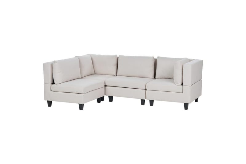 4-sits Hörnsoffa Beliani Unstad Beige/svart, Högervänd, Polyester Beige, Black - Møbler - Sofaer - Modulsofaer - Komplet modulsofa