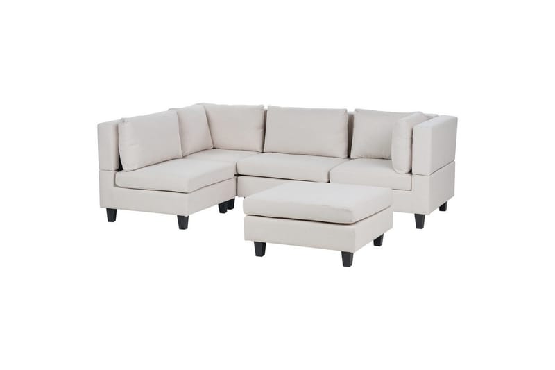4-sits Hörnsoffa med fotpall Beliani Unstad Beige/svart Beige, Black - Møbler - Sofaer - Modulsofaer - Komplet modulsofa