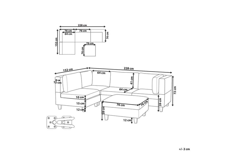 4-sits Hörnsoffa med fotpall Beliani Unstad Beige/svart Beige, Black - Møbler - Sofaer - Modulsofaer - Komplet modulsofa