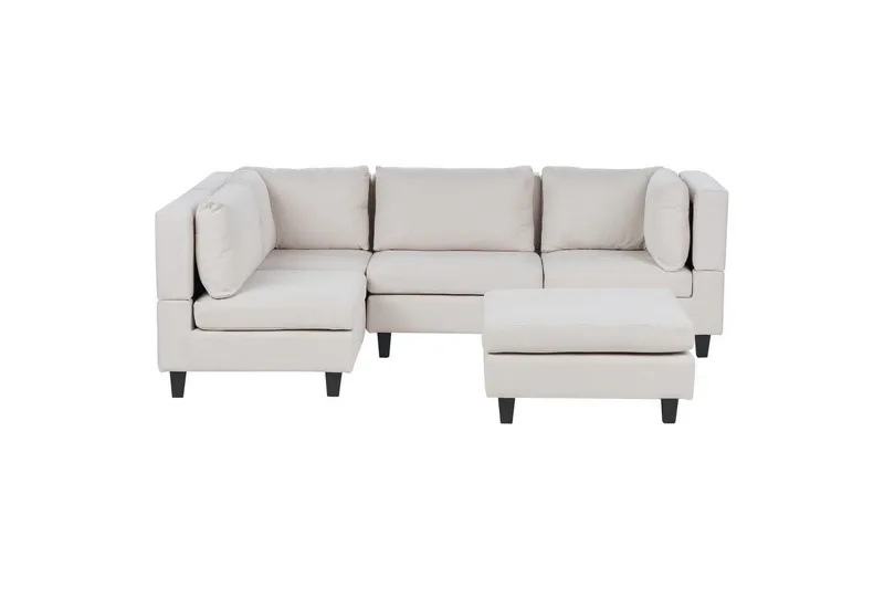4-sits Hörnsoffa med fotpall Beliani Unstad Beige/svart Beige, Black, undefined