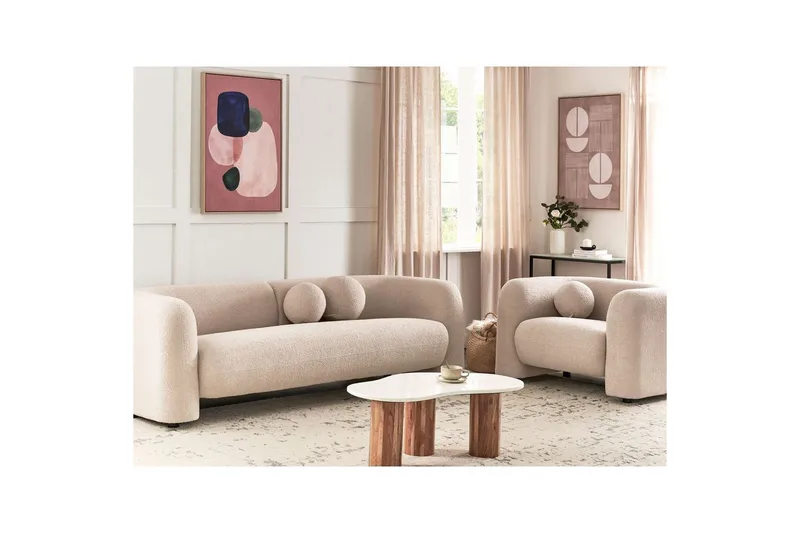 4-sits Soffgrupp Beliani Leiren Beige Beige - Møbler - Sofaer - Sofagrupper